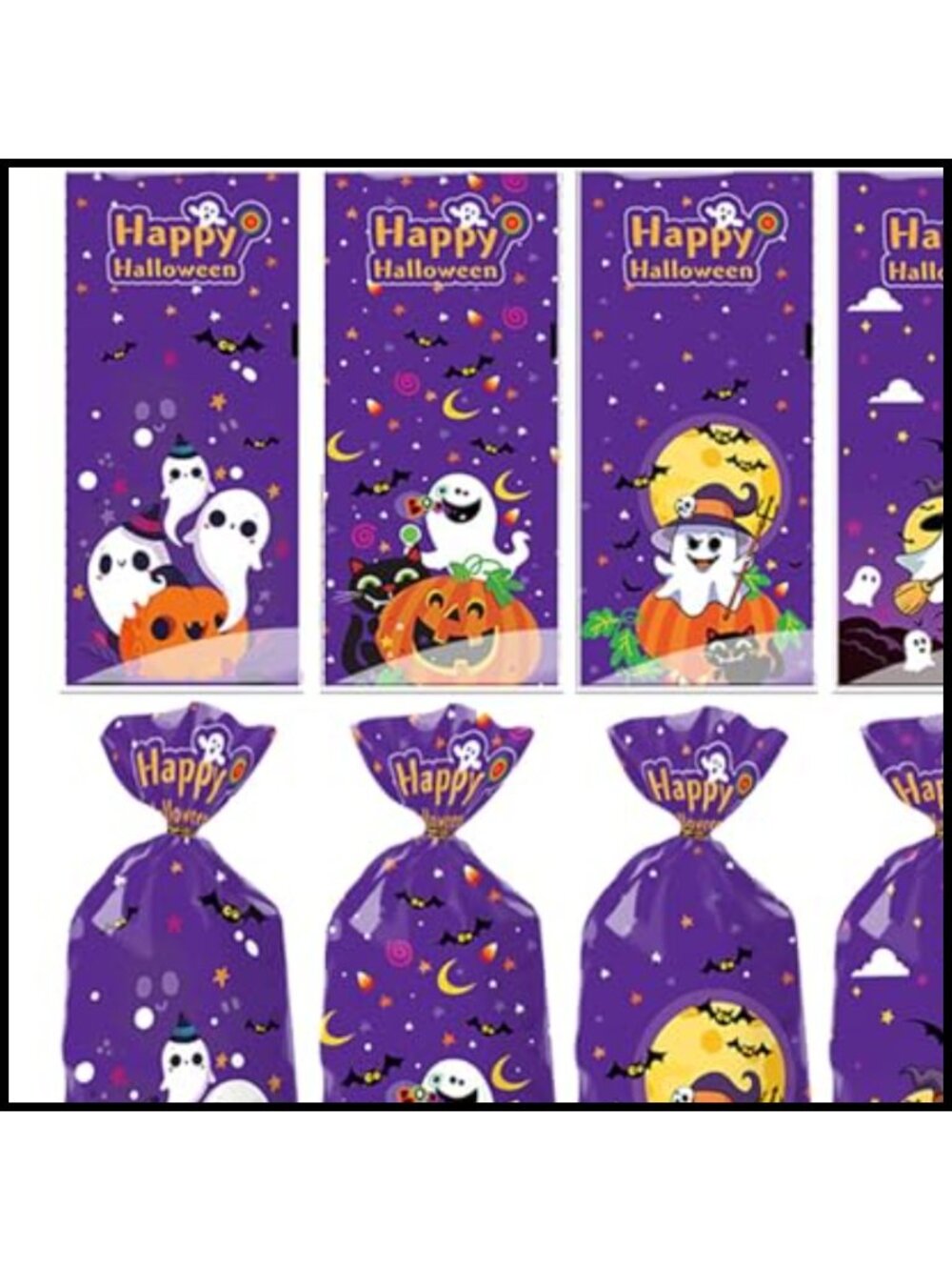 50Pc Halloween Cellophane Treat Bags with Twist Ties Party Favor